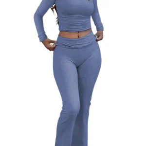 Women's Yoga Set Long-Sleeve Wide-Leg Activewear